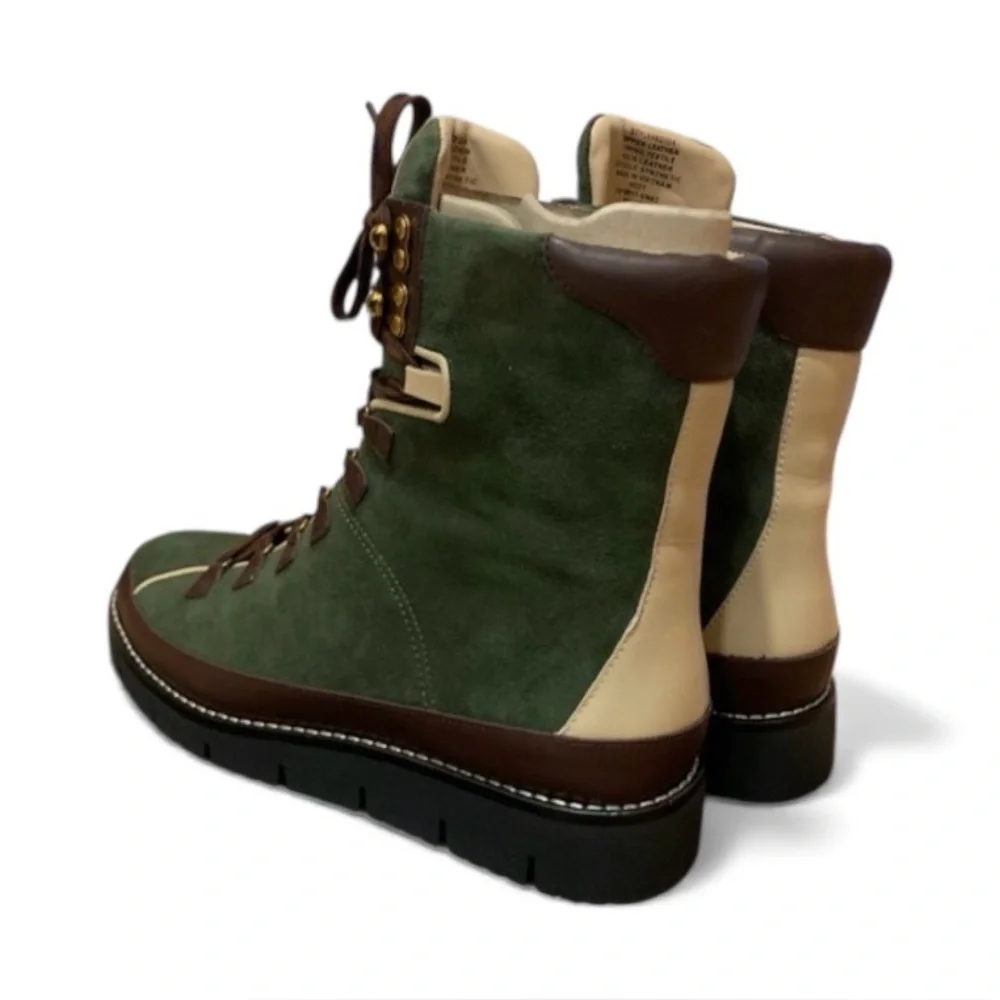 NWOB J.Crew Elsa Lace-Up Suede Boots In Huntington Green - Size 7